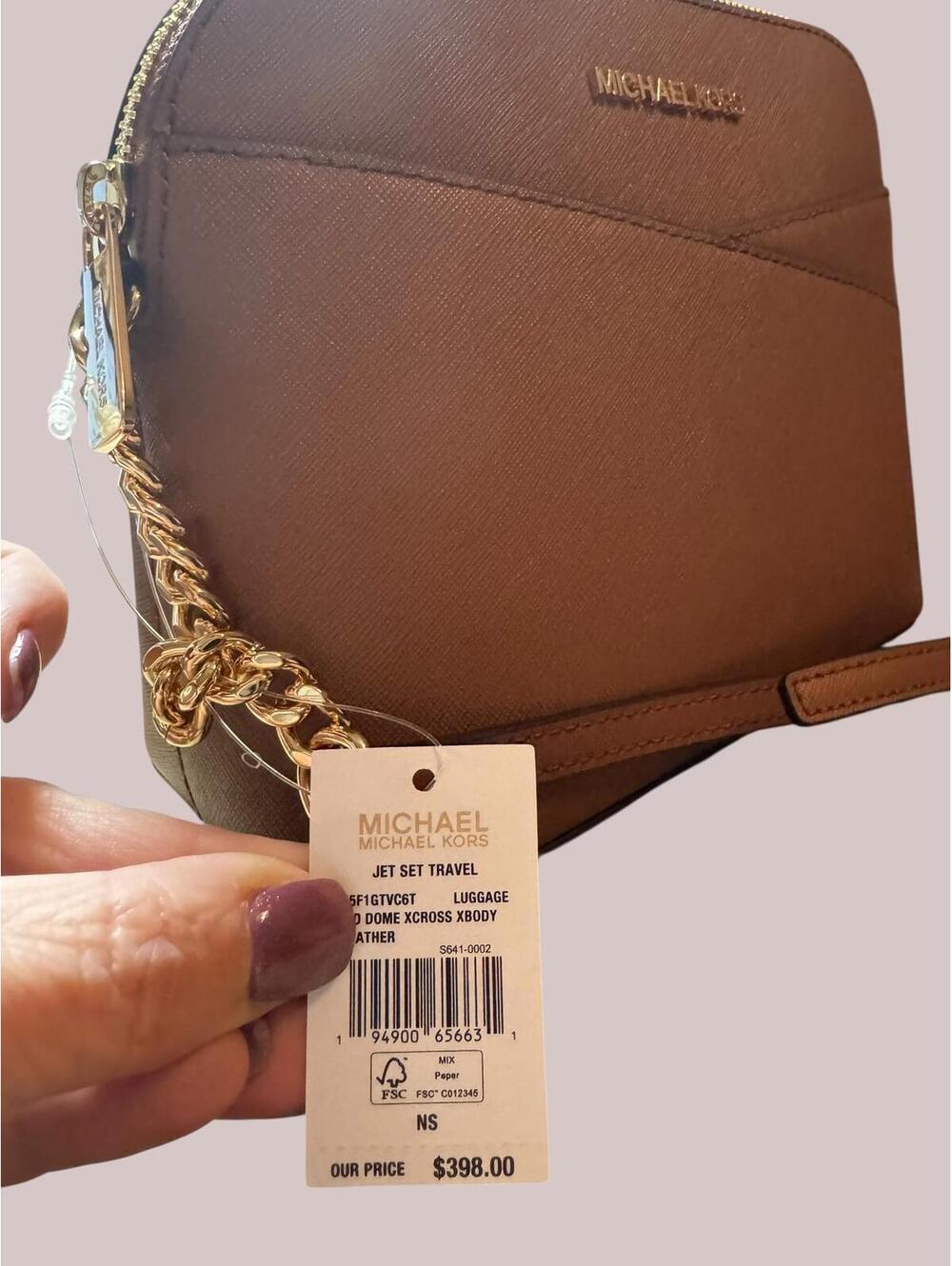 Michael Kors Brown Leather Crossbody with Gold Chain Strap - Picture 5 of 7